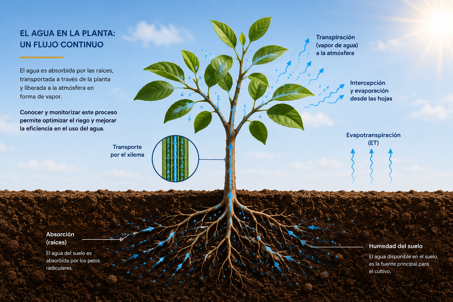 Movimiento del agua en la planta
